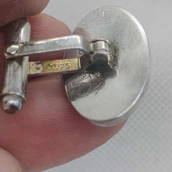 Vintage Brooks Brothers  Sterling Silver Green Enamel Whale Cufflinks - Picture 5 of 5